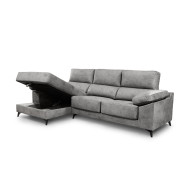 Sofá Chaise Longue Vis – Con arcón, asientos extraíbles y respaldos reclinables