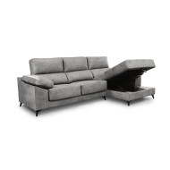 Sofá Chaise Longue Vis – Con arcón, asientos extraíbles y respaldos reclinables