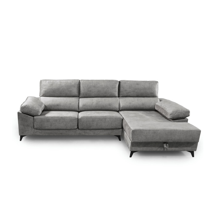 Sofá Chaise Longue Vis – Con arcón, asientos extraíbles y respaldos reclinables