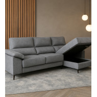 Sofá Chaise Longue Vis – Con arcón, asientos extraíbles y respaldos reclinables