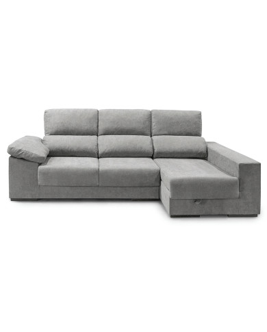 Sofá Chaise Longue Marcia – 3 plazas con asientos deslizantes, pouf y arcón Sofá Chaise Longue Marcia – 3 plazas con asientos deslizantes, pouf y arcón
