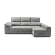 Sofá Chaise Longue Marcia – 3 plazas con asientos deslizantes, pouf y arcón