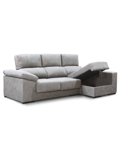 Sofá Chaise Longue Marcia – 3 plazas con asientos deslizantes, pouf y arcón Sofá Chaise Longue Marcia – 3 plazas con asientos deslizantes, pouf y arcón