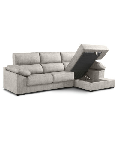 Sofá Chaise Longue Monti – Asientos extraíbles, respaldos reclinables y arcón Sofá Chaise Longue Monti – Asientos extraíbles, respaldos reclinables y arcón