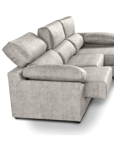 Sofá Chaise Longue Monti – Asientos extraíbles, respaldos reclinables y arcón Sofá Chaise Longue Monti – Asientos extraíbles, respaldos reclinables y arcón