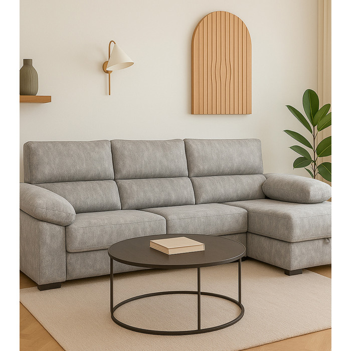 Sofá Chaise Longue Monti – Asientos extraíbles, respaldos reclinables y arcón