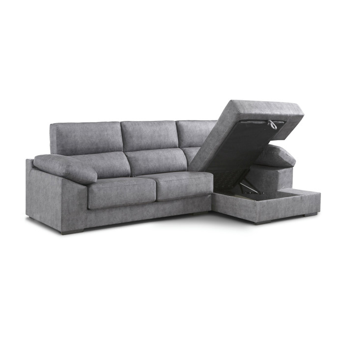 Sofá Chaise Longue Monti – Asientos extraíbles, respaldos reclinables y arcón