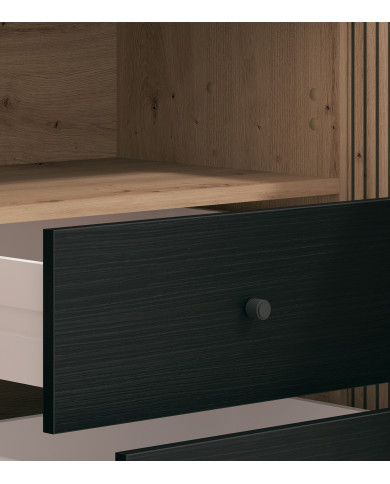 Mueble TV Tania con 4 cuerpos – Ébano y roble artisan Mueble TV Tania con 4 cuerpos – Ébano y roble artisan