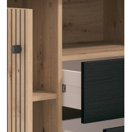 Mueble TV Tania con 4 cuerpos – Ébano y roble artisan