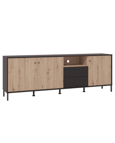 Mueble TV Tania con 4 cuerpos – Ébano y roble artisan Mueble TV Tania con 4 cuerpos – Ébano y roble artisan