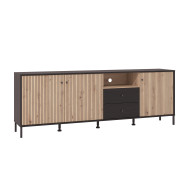 Mueble TV Tania con 4 cuerpos – Ébano y roble artisan