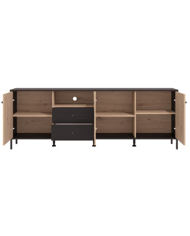 Mueble TV Tania con 4 cuerpos – Ébano y roble artisan Mueble TV Tania con 4 cuerpos – Ébano y roble artisan