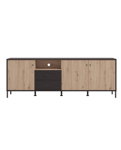 Mueble TV Tania con 4 cuerpos – Ébano y roble artisan Mueble TV Tania con 4 cuerpos – Ébano y roble artisan