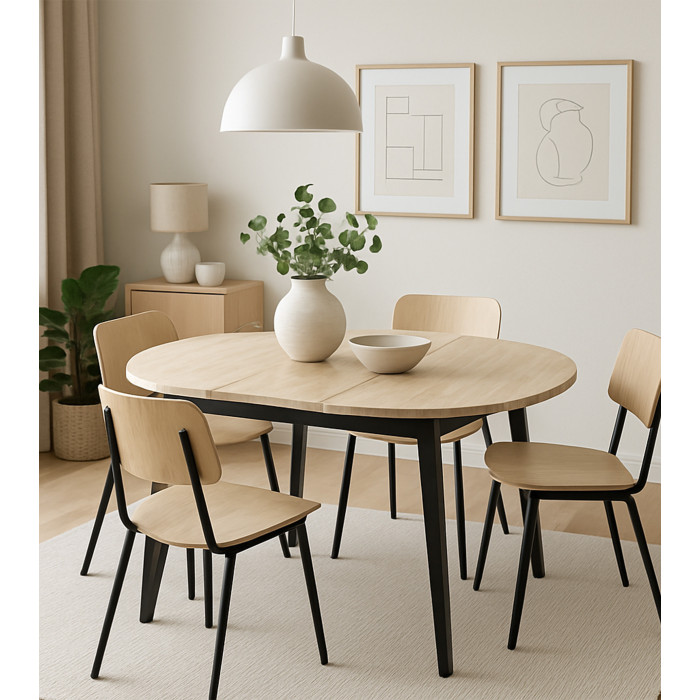 Mesa comedor redonda extensible industrial BERGI