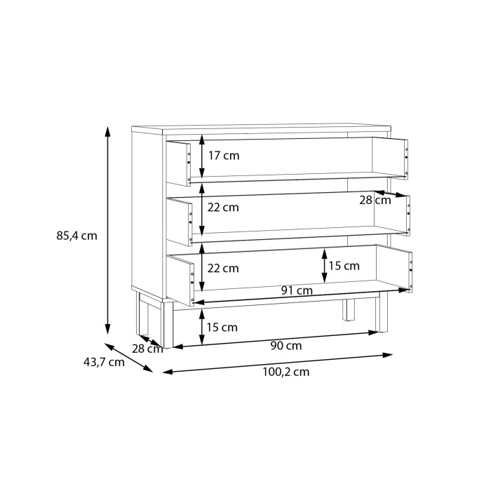 Cómoda Penki 3 cajones