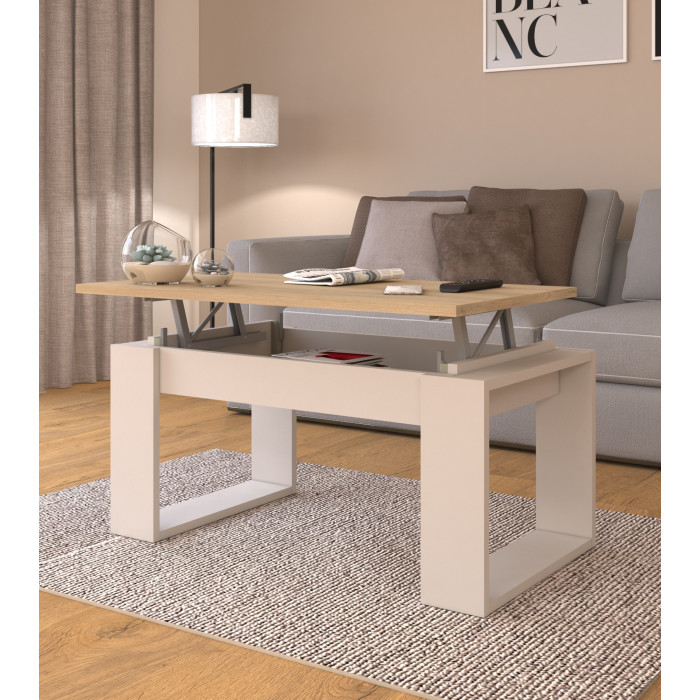 Mesa centro elevable Rubi II estilo industrial