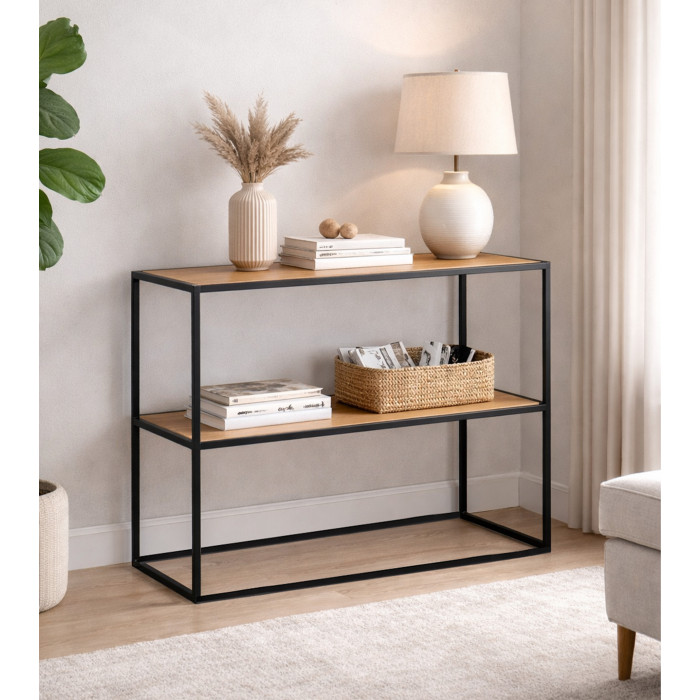 Estantería Kraft II industrial con estantes en roble