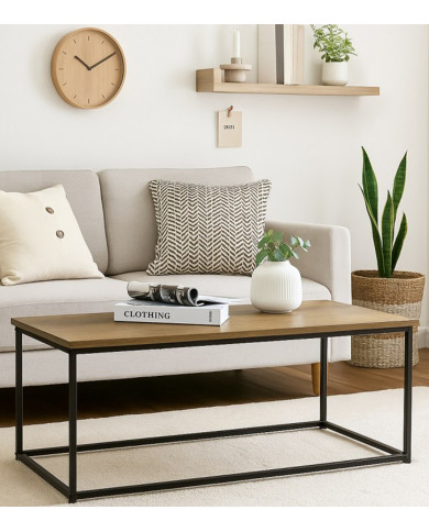 Mesa de centro Kraft roble con patas metálicas