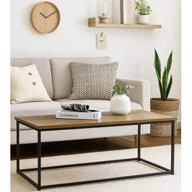 Mesa de centro Kraft roble con patas metálicas