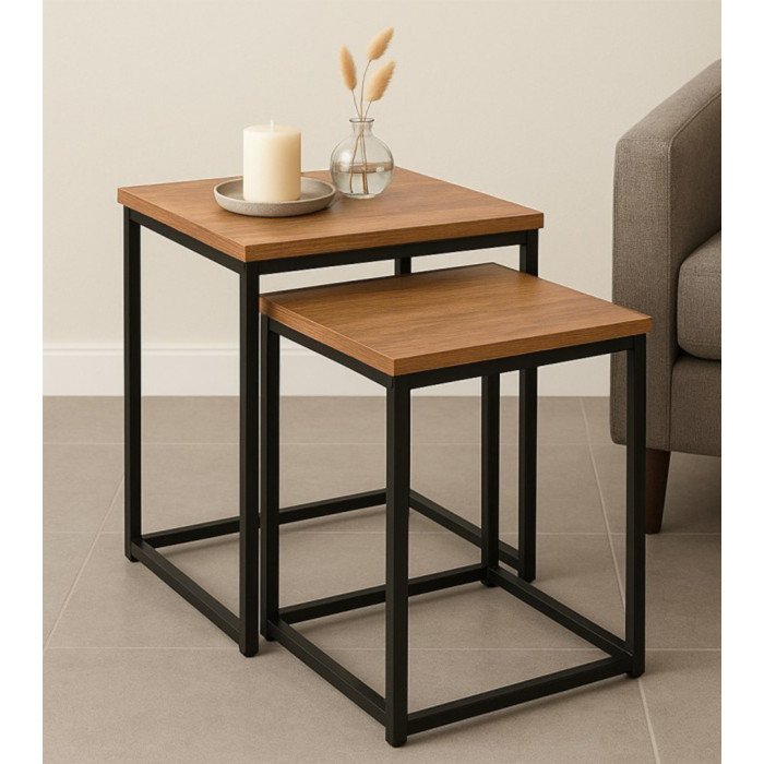 Mesa auxiliar Kraft pack 2 Uds. – Estilo industrial