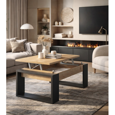 Mesa de centro elevable Rubi con almacenaje