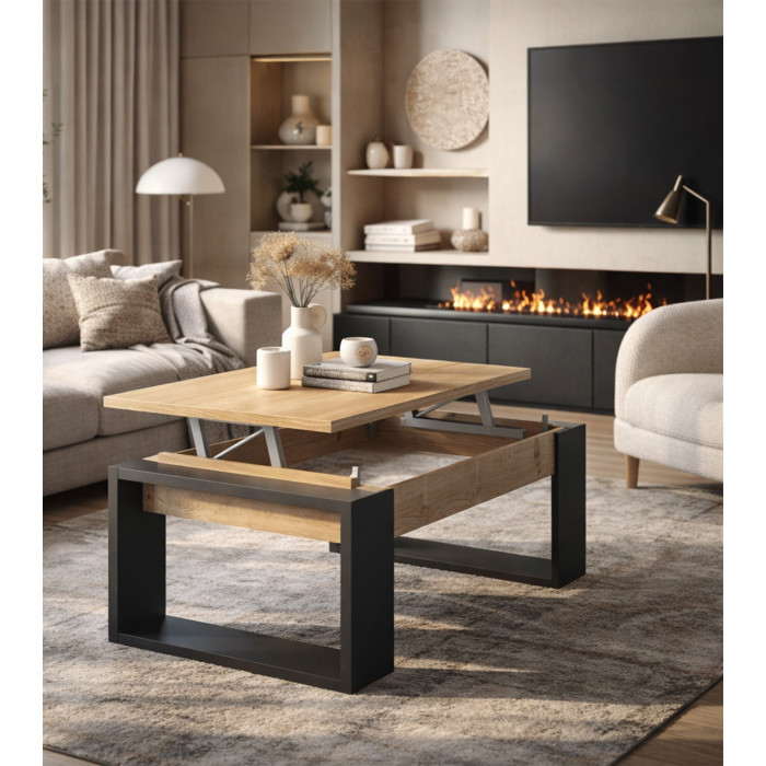 Mesa de centro elevable Rubi con almacenaje