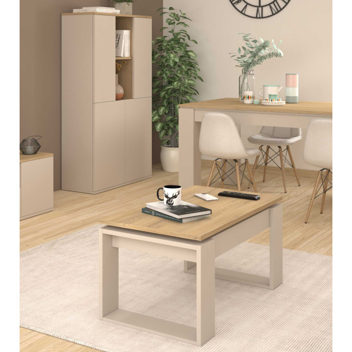 Mesa de centro elevable Rubi II con almacenaje