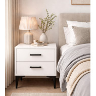 Mesita de noche Savia 2 cajones con patas metálicas