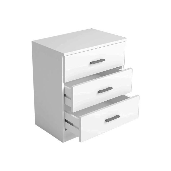 Mesita de noche Elara 3 cajones blanca