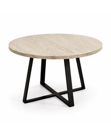 Mesa redonda extensible Anubis con patas cruzadas