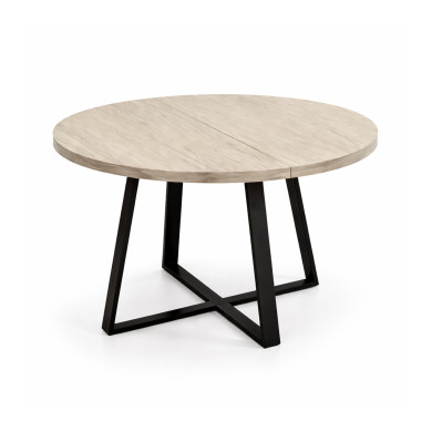 Mesa redonda extensible Anubis con patas cruzadas