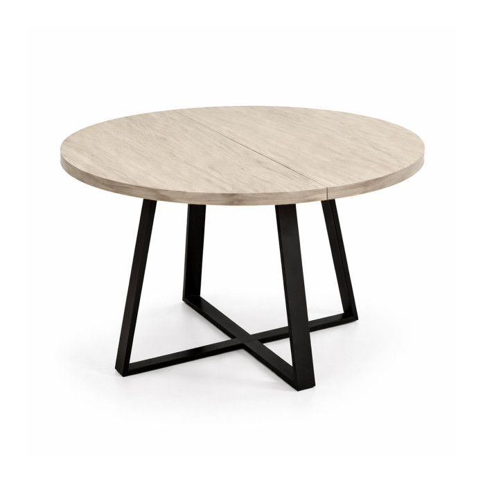 Mesa redonda extensible Anubis con patas cruzadas