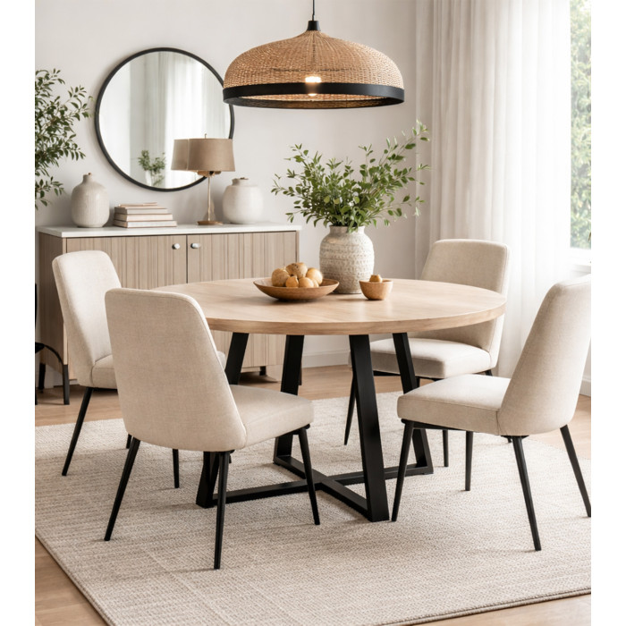 Mesa redonda extensible Anubis con patas cruzadas