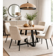 Mesa redonda extensible Anubis con patas cruzadas