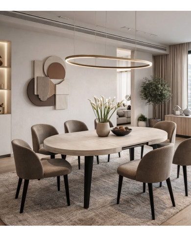 Mesa de comedor extensible Alpes melamina patas negras