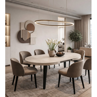 Mesa de comedor extensible Alpes melamina patas negras