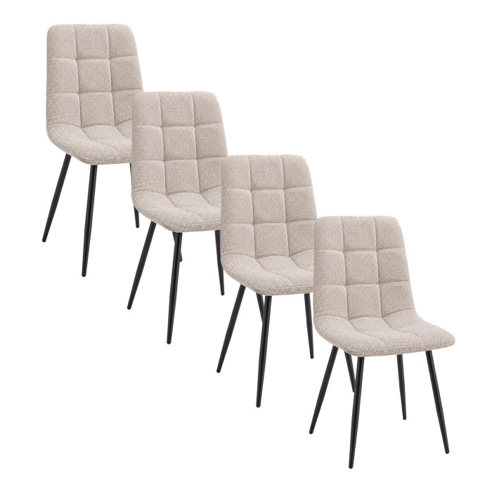 Sillas Astrid pack de 4 tapizadas con patas metálicas