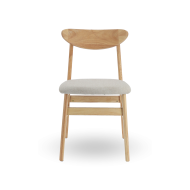 Elegante Pack de 2 Sillas de Comedor Dover - de Tela y Madera Natural
