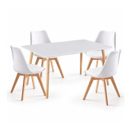 Pack mesa Nórdica blanca 120 cm con 4 sillas Tulipa