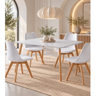 Pack mesa Nórdica blanca 120 cm con 4 sillas Tulipa