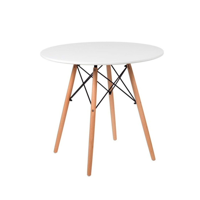 Pack mesa redonda Nórdica blanca de 80 cm con 4 sillas Tulipa