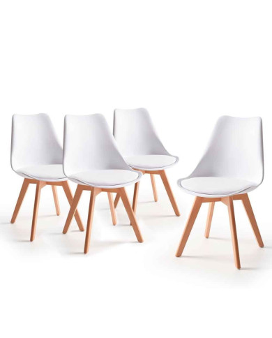 Pack mesa redonda Nórdica blanca de 80 cm con 4 sillas Tulipa