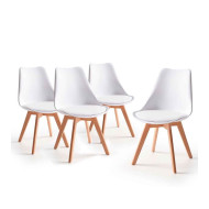 Pack mesa redonda Nórdica blanca de 80 cm con 4 sillas Tulipa