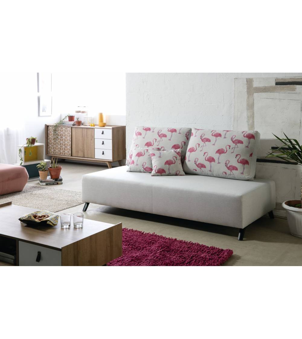Sofá Cama infantiljuvenil con estampado de flamencos