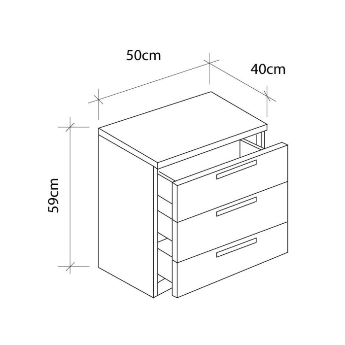 Mesita de noche CUBE 3 – Mesilla de 3 cajones moderna