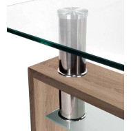 Mesa de centro Kendra - Mesa de centro de cristal y madera