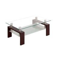 Mesa de centro Kendra - Mesa de centro de cristal y madera