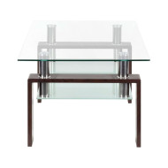 Mesa de centro Kendra - Mesa de centro de cristal y madera