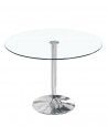 Mesa redonda de cristal RUNA con pata metálica Mesa redonda de cristal RUNA con pata metálica