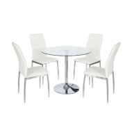 Mesa redonda de cristal RUNA con pata metálica